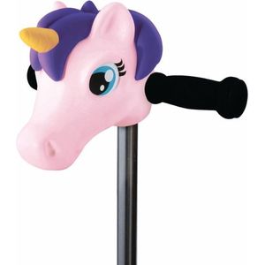 Scootaheadz - Eenhoorn voor op de step - Accessoires voor op de step - Eenhoornkop voor kinderen en peuters vanaf 3 jaar - Cadeau voor meisjes - Installatie zonder gereedschap - Roze en Paars