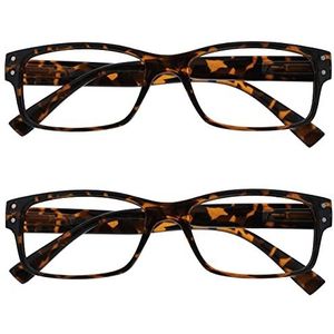 UV Reader Leesbril, bruin, schubbenfiguur, 2 stuks, voor mannen/vrouwen, UVR2Pk012 +2,50