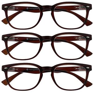 UV lezer bruin leesbril waarde 3 Pack ontwerper stijl mannen Womens lente scharnieren UVR3PK015 +1.00 +1.00 Optical Power BRON