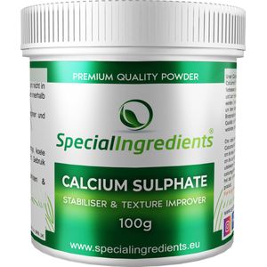 Calcium Sulfaat - 100 gram - Calcium Sulphate - Calciumsulfaat - Gips (food grade) - Hersluitbare Pot - Recycled Plastic
