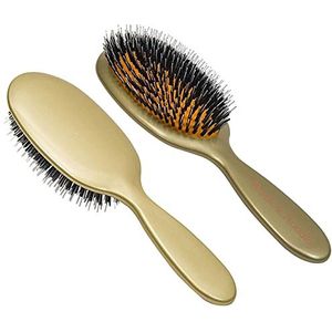 Haarborstel - Natuurlijke Haren - Zwart - Flexibele Rubberen Pad