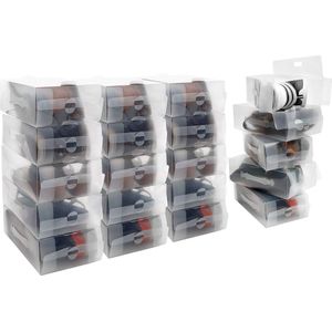 Kurtzy Helder Plastic Schoenen Opslag Dozen (20Pak) – Geschikt Voor Dames, Heren en Kinder Schoenen – Vouwbaar, Gegolfd en Stapelbaar Voor Opslag en Reizen