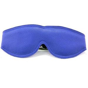 Rouge Garments Large Padded Blindfold - gewatteerde leren oogstrip met riem - verstelbaar, blauw