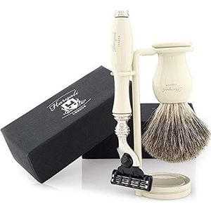 Haryali London Shaving Kit – 3-delige shaving kit voor heren – badger shaving brush – shaving stand – elegante shaving set – perfect cadeau voor mannen