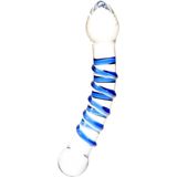 Dubbele G-Spot Glazen Dildo - Transparant/Blauw