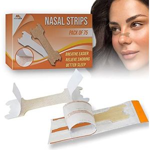 Anti-Snurk Neusstrips, Tegen Snurken voor Vrouw & Man, Kan Neus Snurken Verminderen, Helpt bij Congestie Verlichting, Flexibele Stof, Huidvriendelijke Kleefstof, Pak 75 Large - Mobi Lock