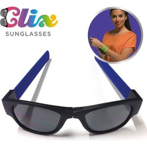 Clix Zonnebril Blauw - Vouwbare zonnebril - Vormt naar je hoofd - Snap on