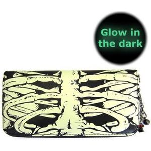 Banned - Glow in the Dark Skeleton Ribcage Dames portemonnee - Zwart/Wit