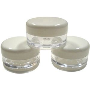 SHC Web Empty Plastic Cosmetic Jars x 50 Clear met witte deksels voor crèmes, monsters, make-up, glitter opslag
