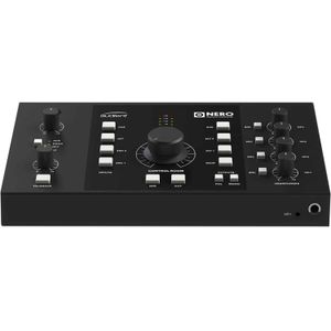 NERO, monitor controller in desktop formaat, flexibele routing opties, voor home & project studio, hoge kwaliteit standaard, LED level meter, afmetingen: 320 x 180 x 100 mm