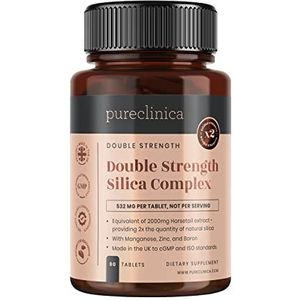 Silica Complex Dubbele Sterkte – 1 Fles (90 Tabletten) | 500 mg Heermoesextract (Gelijk aan 2000 mg) | Voor Huid, Haar, Nagels & Gewrichten | Natuurlijk Supplement – 3 Maanden Voorraad