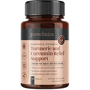 Kurkuma en curcumine - 1100 mg x 180 tabletten - inclusief 95% curcumine - met 5 mg zwarte peper-extract - 6 maanden voorraad