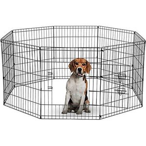 UNDERDOG Opvouwbare box met 8 panelen voor honden/puppy's, katten en konijnen, ideaal voor binnen en buiten (76 cm, zwart)