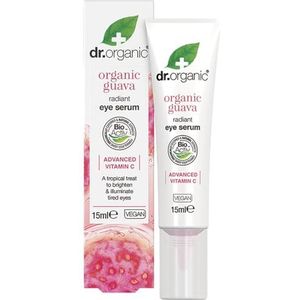 Dr Organic Guave Oogserum, Vitamine C, Verhelderend, Voor Mannen, Voor Vrouwen, Natuurlijk, Veganistisch, Dierproefvrij, Zonder Parabenen & SLS, Gecertificeerd Biologisch, 15ml