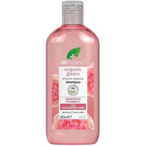 Dr Organic Guava Shampoo, vitamine C, gekleurd haar, mannen, vrouwen, natuurlijk, veganistisch, cruelty-vrij, parabenen en SLS-vrij, biologisch, 265 ml, verpakking kan variëren
