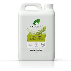 Dr Organic Tea Tree Body Wash Navulverpakking met Pomp, Douchegel, Natuurlijk, Veganistisch, Dierproefvrij, Zonder Parabenen & SLS, Gerecycled & Recyclebaar, Gecertificeerd Biologisch, 5L