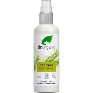 Dr Organic - Tea Tree - Voetspray - Sneldrogend - Aluminiumvrij - Met Natuurlijke Pepermuntolie