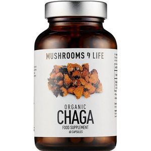 Mushrooms4Life - Chaga Paddenstoelen - 60 Capsules - Biologisch - Volledig Extract