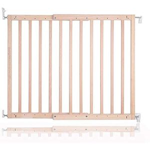 Safetots Sterk Houten Traphek, Naturel, 63, 5 cm - 105, 5 cm, Hout, Babyhekje voor Baby's en Peuters, Schroefhek met Schroefbevestiging, Stijlvol en Praktisch Kinderhekje