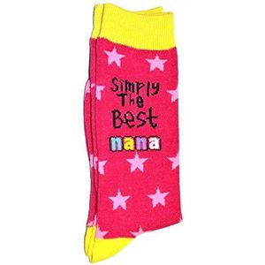 SHATCHI Vrouwen gewoon de beste Nana nieuwigheid sokken voor vrouwen Designer sokken grootmoeder oma verjaardag kerst mo, roze en geel, one size EU