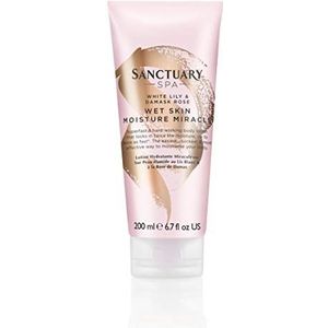 Sanctuary Spa Body Lotion, Wet Skin Moisture Miracle White Lily and Damask Rose In-Shower Body Moisturiser for Dry Skin, Vegan and Cruelty Free 200 ml