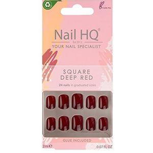 Nail HQ - Square Deep Red Kunstnagels - 24 Stuks - Diep Rood