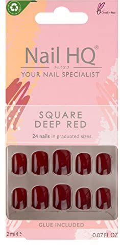 Nail HQ - Square Deep Red Kunstnagels - 24 Stuks - Diep Rood