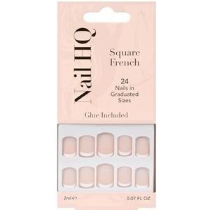 Nail HQ - Square French Nails - 24 Stuks - Inclusief 2 ml Lijm