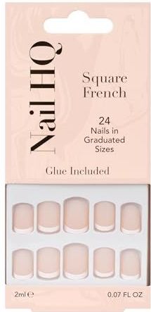 Nail HQ - Square French Nails - 24 Stuks - Inclusief 2 ml Lijm