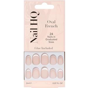 Nail HQ - Ovale Franse Nagels - Pack van 24 - Acryl - Inclusief Nagellijm