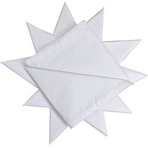Dudu N Girlie Hemmed Stitch Heren katoenen zakdoek, 40 cm x 40 cm, 12-delig, wit