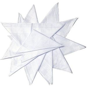 DUDU N GIRLIE Superzachte 100% katoenen luxe zakdoeken voor heren, pak van 12, wit, Satijnen rand, 40 X 40 CM