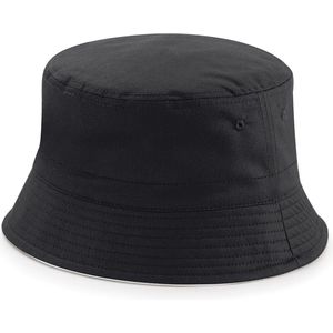 Beechfield omkeerbaar Emmer Hoed - In de mode lading visserij/camping zomer hoed - Zwart/lichtgrijs (L-XL)