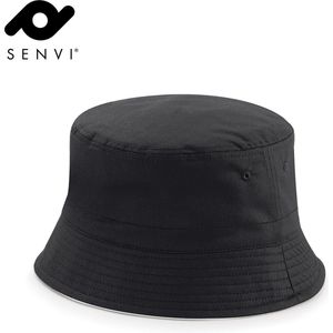 Senvi Beechfield Reversible Bucket Hat Maat L/XL Zwart Grijs