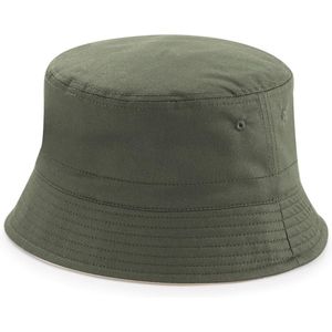 Beechfield omkeerbaar Emmer Hoed - In de mode lading visserij/camping zomer hoed - Olijfgroen/steen (L-XL)