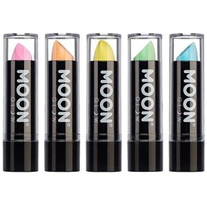 Moon Glow Neon UV-lippenstift, pastelkleuren, lichtgevende neonkleurige lippenstift, licht op onder uv-straling (oranje, 5 stuks (1 stuk))