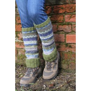 Pachamama - Wollen beenwarmers met ingebreide patronen - Olive - Fair trade - 100% wol