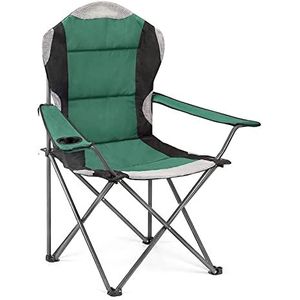 Hyfive Opvouwbare campingstoelen Heavy Duty luxe gewatteerd met bekerhouder hoge rug - groen - 1 stoel