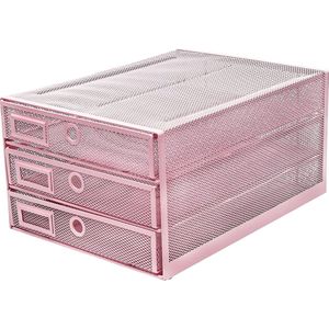 EXERZ Papiermap met 3 laden, A4, multifunctionele bureau-organizer, meerlaagse brievenbak, voor documenten, tijdschriften, schriften en brieven