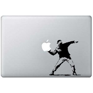 Macbook 13, 15, 17 Inch Sticker Zwart Banksy Bloemen Kunst Voor Apple Laptop