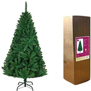 SHATCHI Bushy Imperial Pine Kunstmatige Deluxe Kerstboom Scharnierende Takken Potlood Point Tips met Metalen Stand Xmas Woondecoraties, PVC, Groen, 150 cm