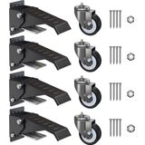 GBL - Zwaarlast Werkbankwielen - Set van 4 - Tot 225KG - Roestvrij Staal en Rubber