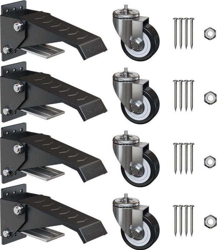 GBL - Zwaarlast Werkbankwielen - Set van 4 - Tot 225KG - Roestvrij Staal en Rubber