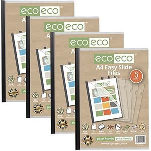 eco-eco A4 50% Gerecycleerde Zak 20 Easy Slide Bestanden, Clip bar Project Report Bestanden, eco051x4 Zwart