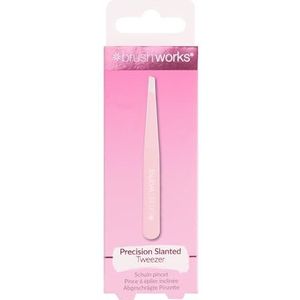 Brushworks - Slanted Tweezers - Pincet - Zilver - Staal