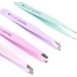 brushworks - Combination Tweezer Set - Pastels - 4 Stuks