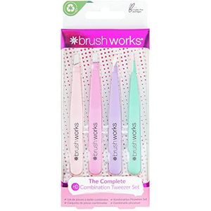 brushworks - Combination Tweezer Set - Pastels - 4 Stuks