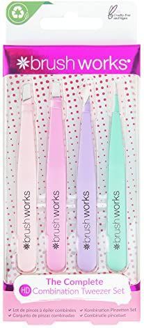brushworks - Combination Tweezer Set - Pastels - 4 Stuks
