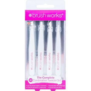 Brushworks - Complete Pincettenset - White & Pink - 4 Stuks