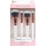 brushworks - Reiskwastenset - Wit/Goud - Synthetisch Taklon - 100% Veganistisch